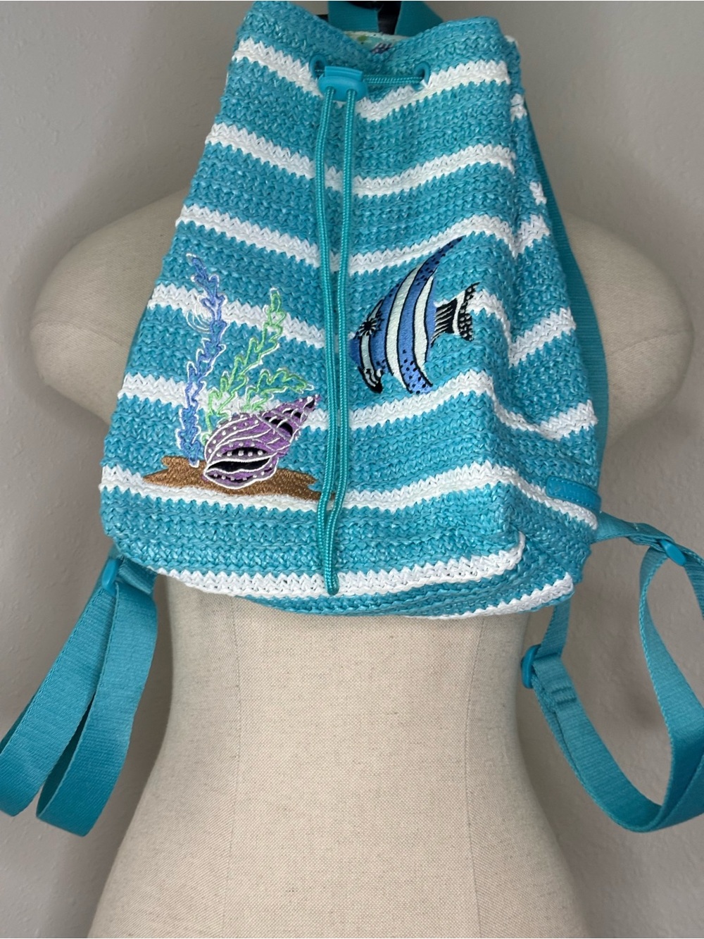 Vera Bradley Straw Drawstring Backpack in the "Antilles Treasure…